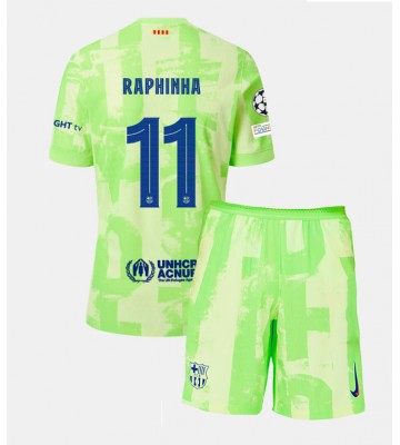 Barcelona Raphinha Belloli #11 Tercera Equipación Niños 2024-25 Manga Corta (+ Pantalones cortos)